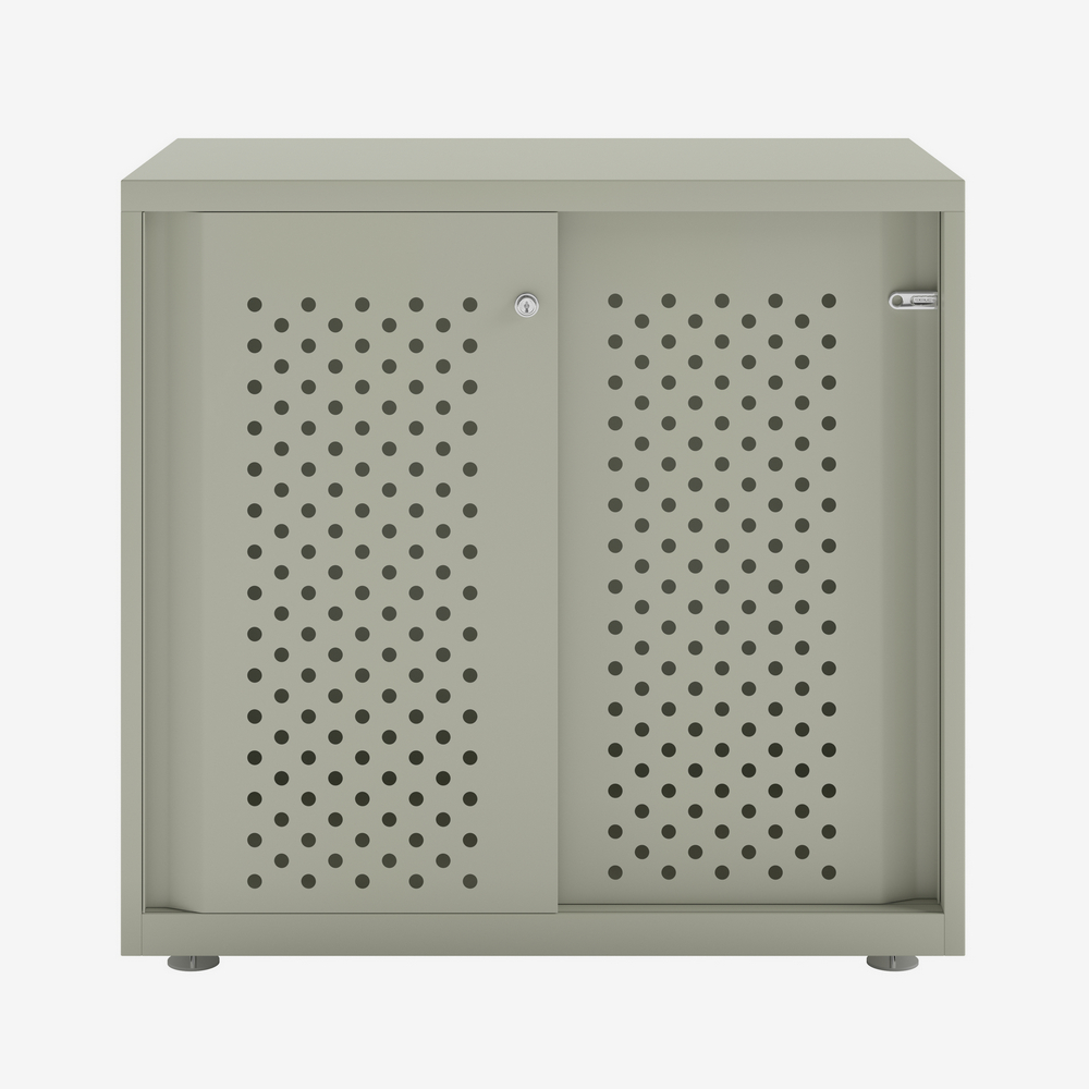Perforated Metal Cabinet for Offices in Goose Grey | Bisley Glide