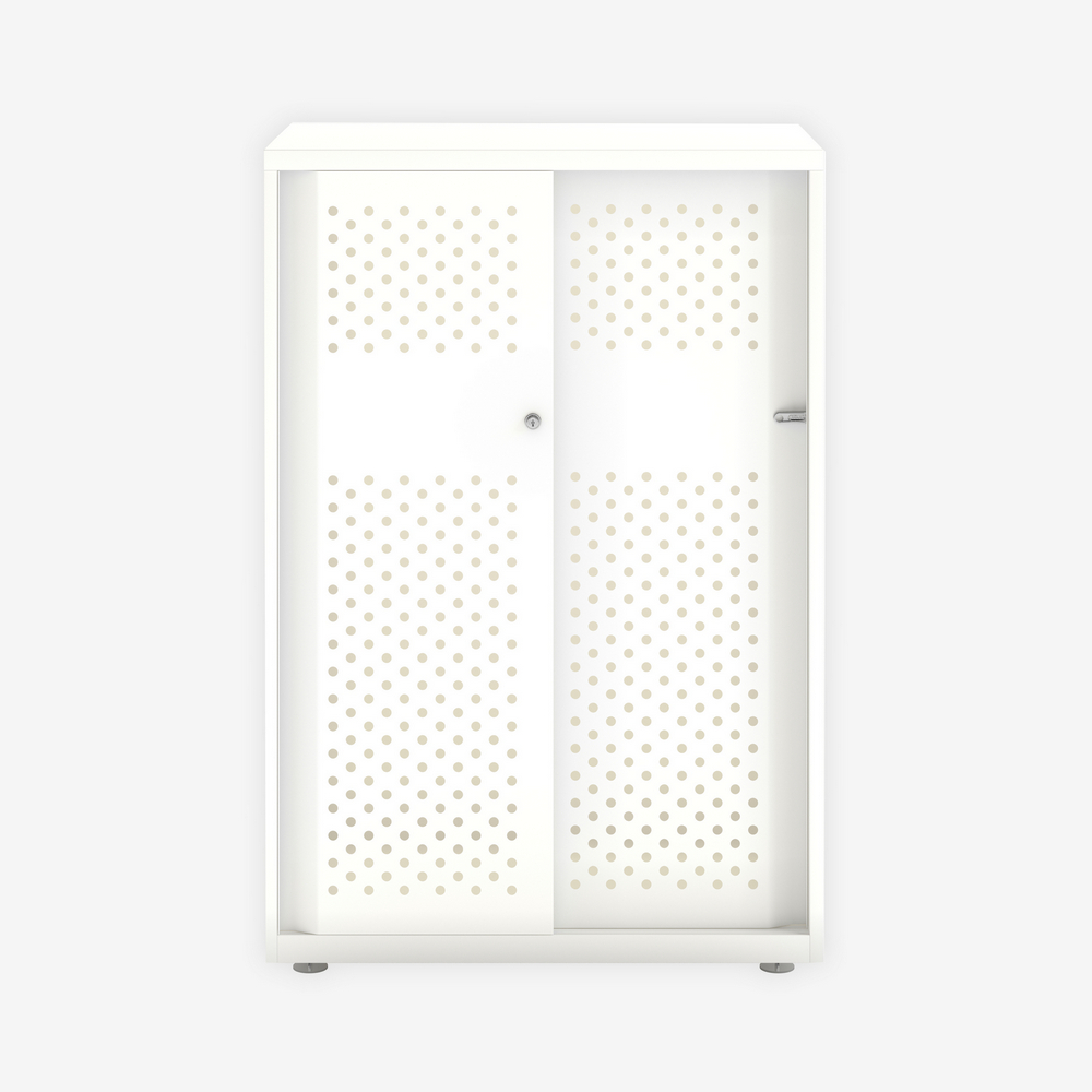 Perforated Metal Cabinet with Sliding Door in Traffic White | Bisley Glide