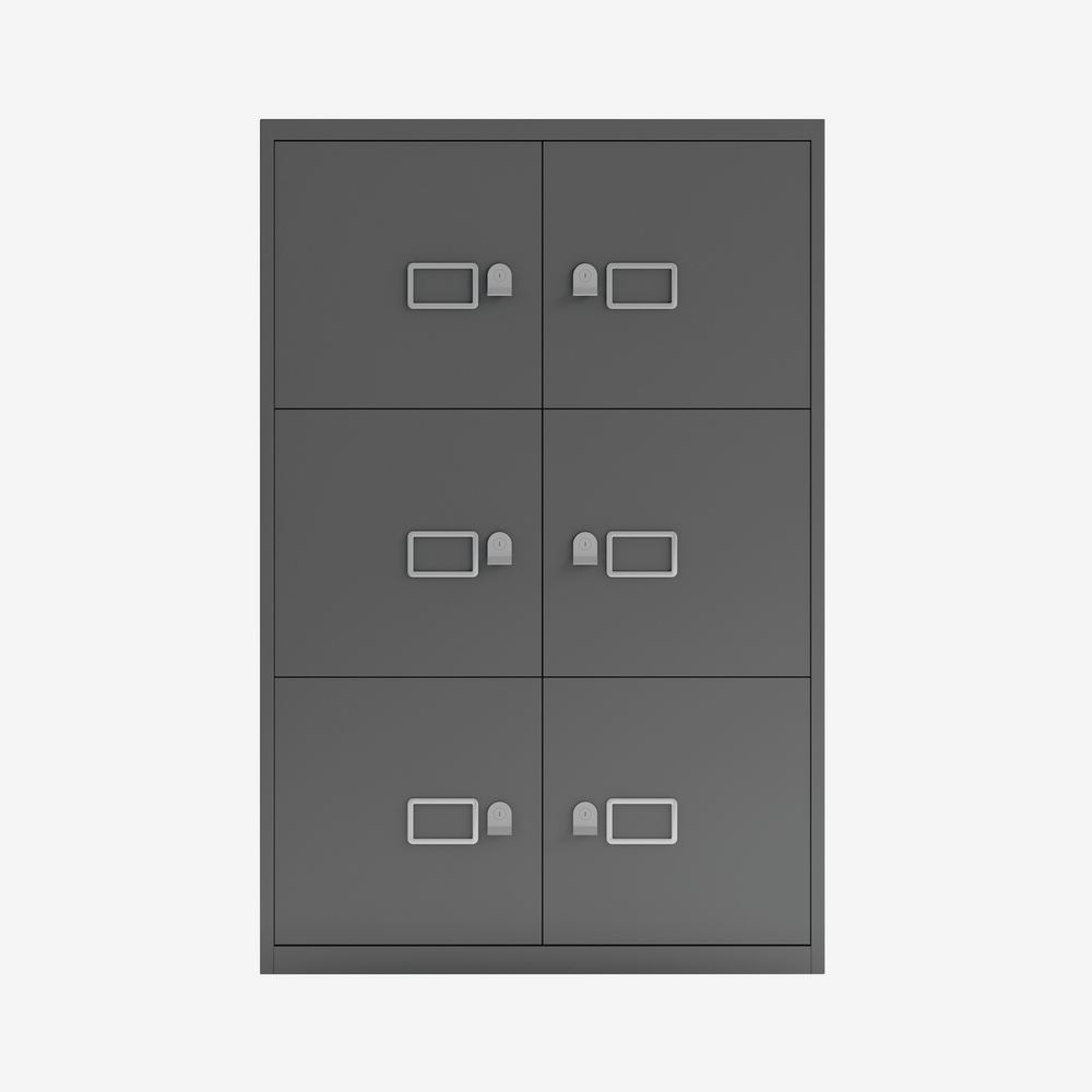 6 Door Lateral File Cabinet in Anthracite Grey | Wide File Cabinet | Bisley Direct