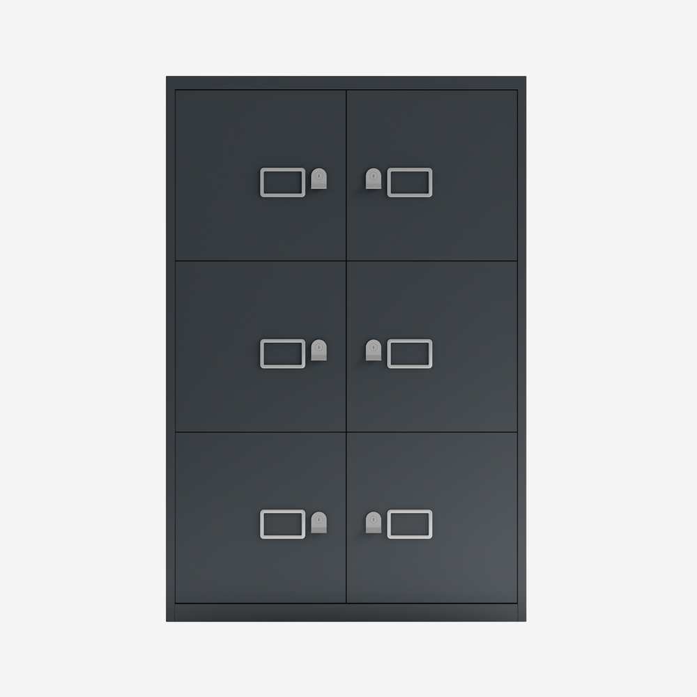 6 Door Lateral File Cabinet in Black | Wide File Cabinet | Bisley Direct