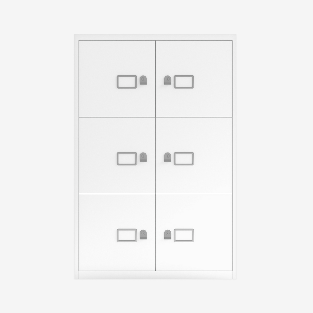 6 Door Lateral File Cabinet in Traffic White | Wide File Cabinet | Bisley Direct