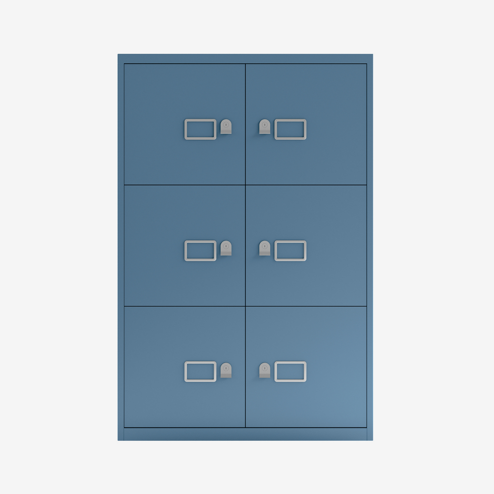 6 Door Lateral File Cabinet in Blue | Wide File Cabinet | Bisley Direct