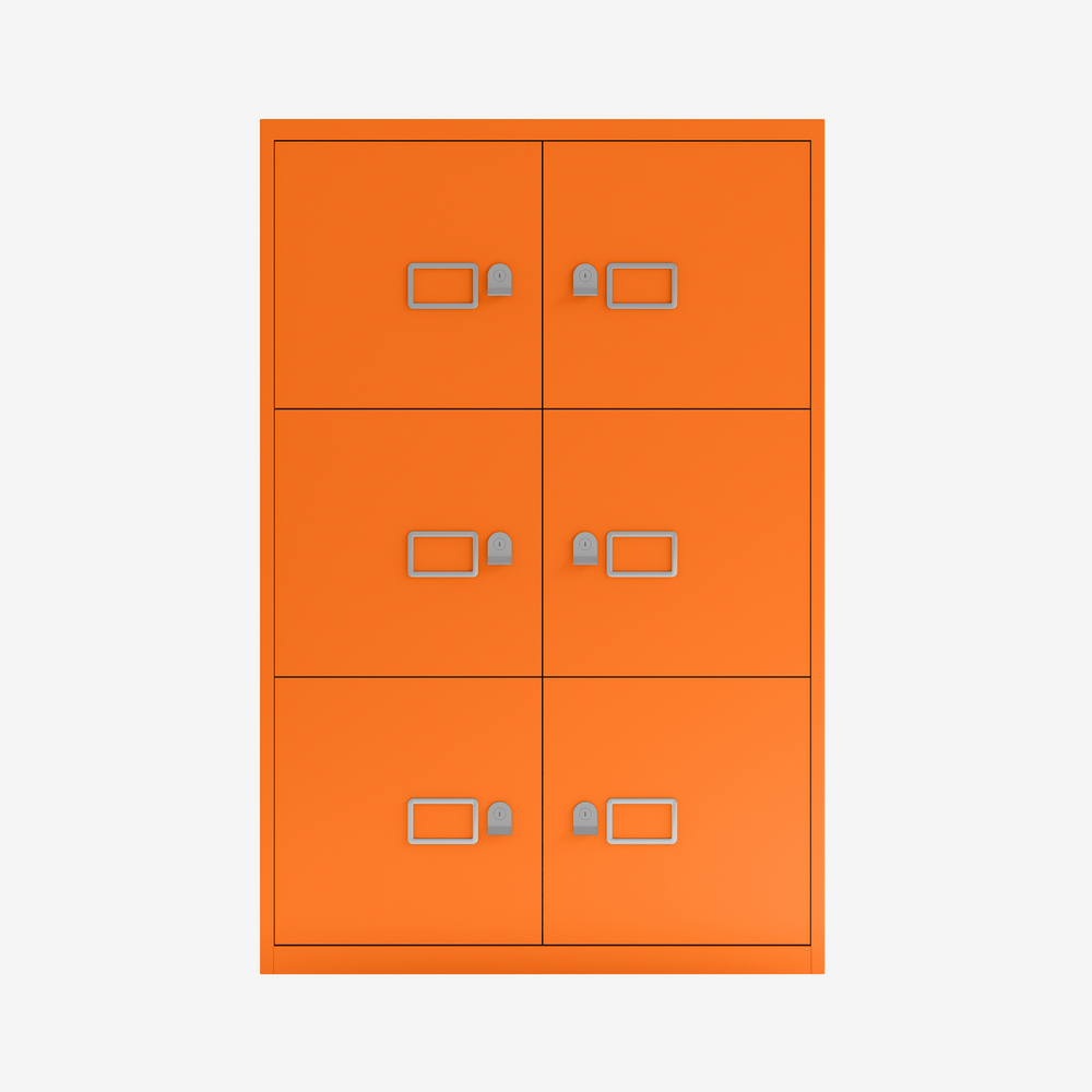 6 Door Lateral File Cabinet in Orange | Wide File Cabinet | Bisley Direct