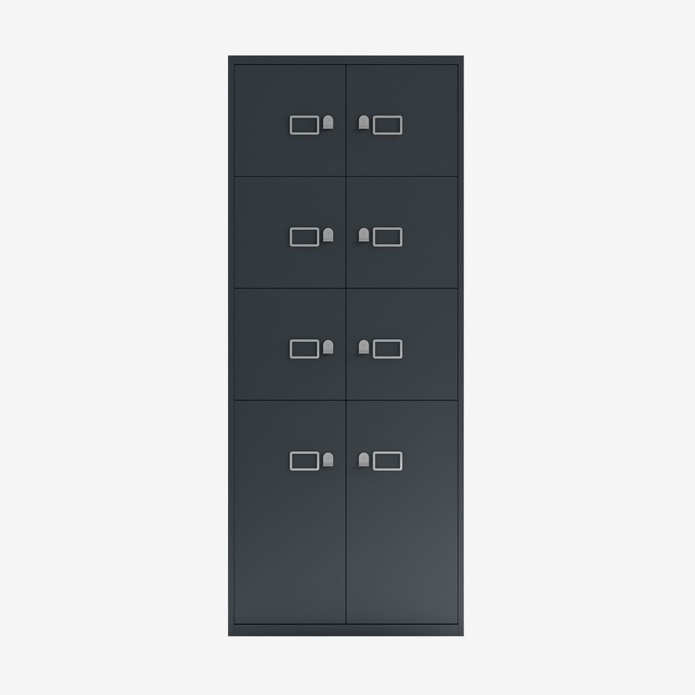 Large Metal Office Cabinet with 8 Doors in Black | Bisley Direct