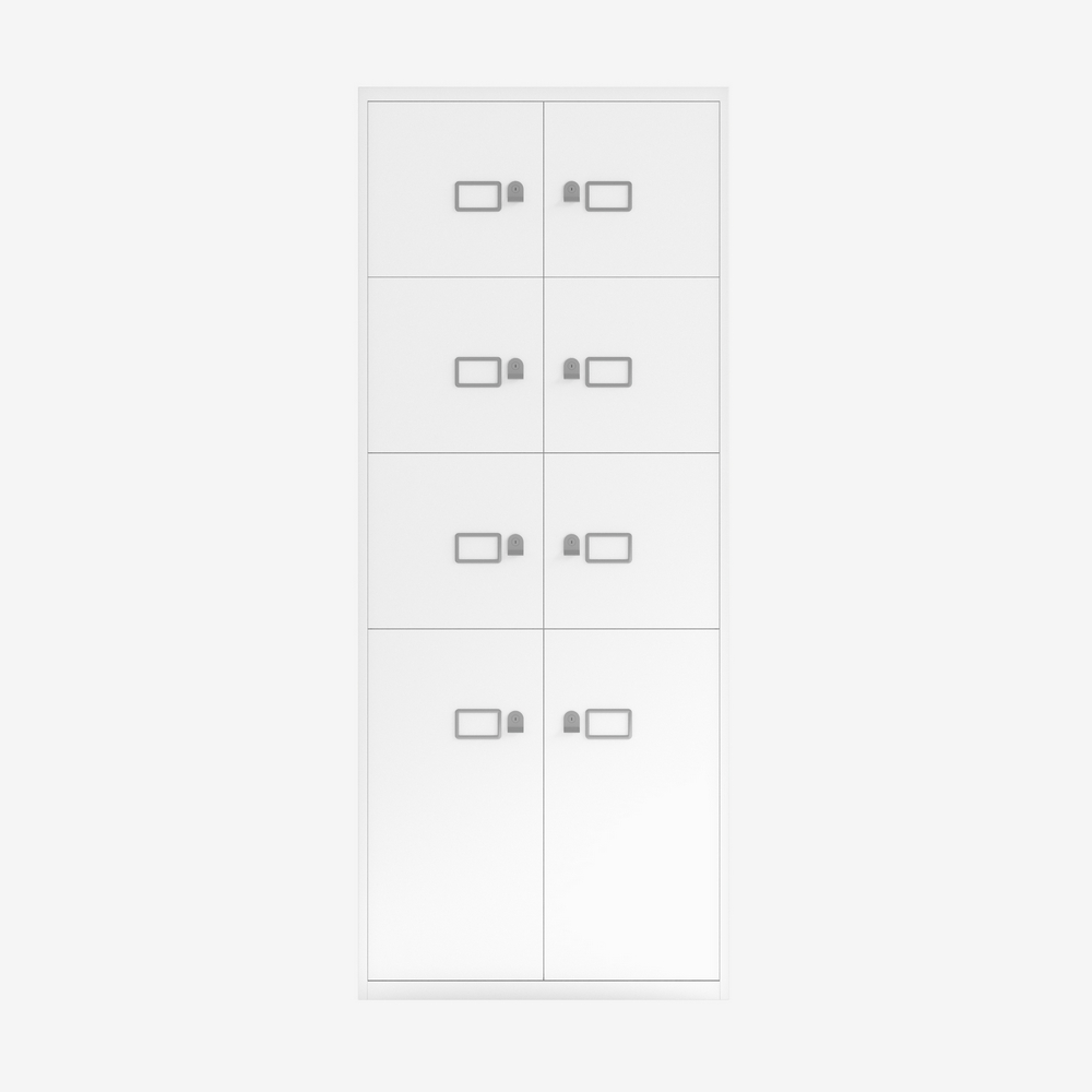 Large Metal Office Cabinet with 8 Doors in Traffic White | Bisley Direct