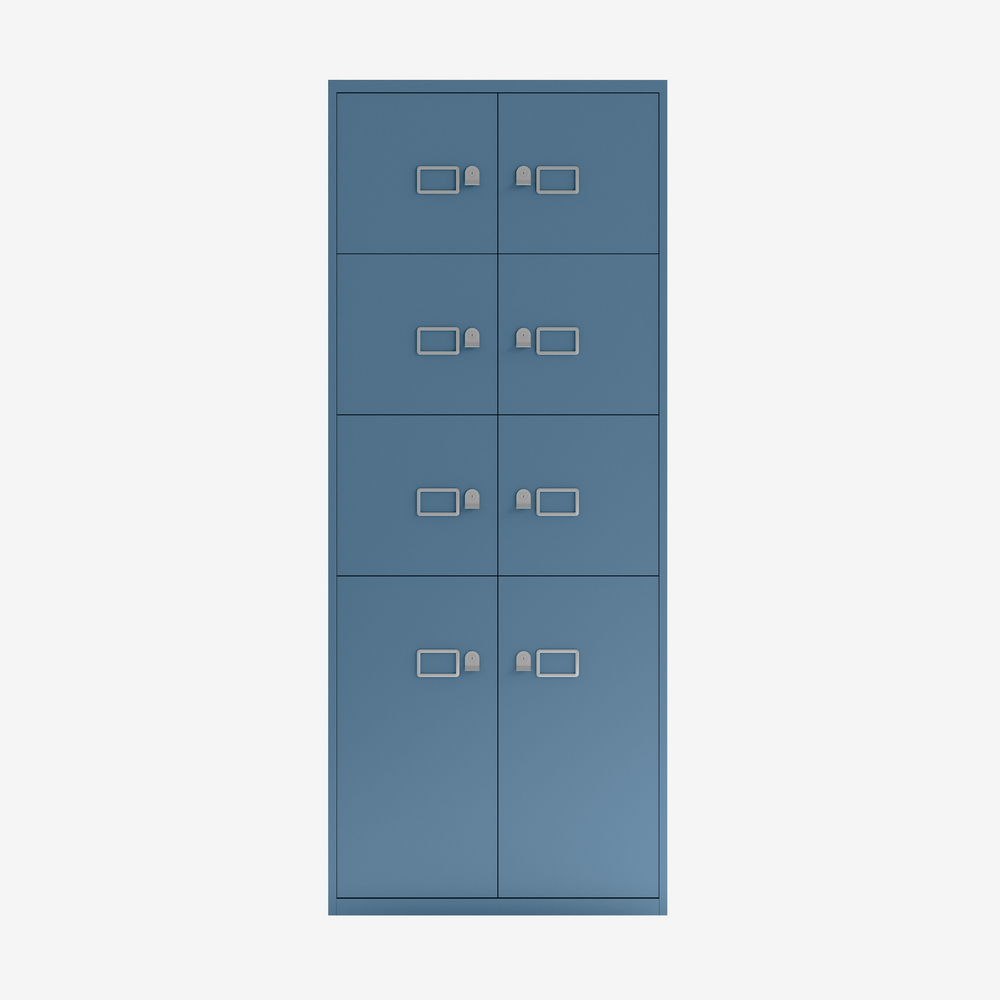 Large Metal Office Cabinet with 8 Doors in Blue | Bisley Direct