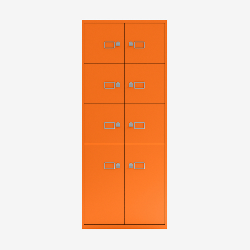 Large Metal Office Cabinet with 8 Doors in Orange | Bisley Direct