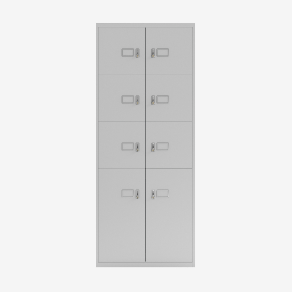 Large Metal Office Cabinet with 8 Doors in Goose Grey | Bisley Direct