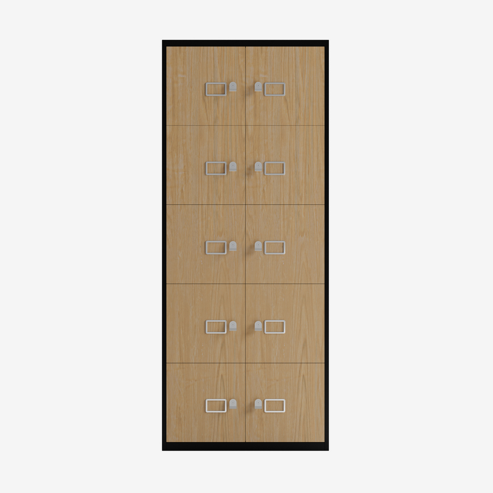 Laminate Wooden Office Storage Cabinet with 10 Doors in Black