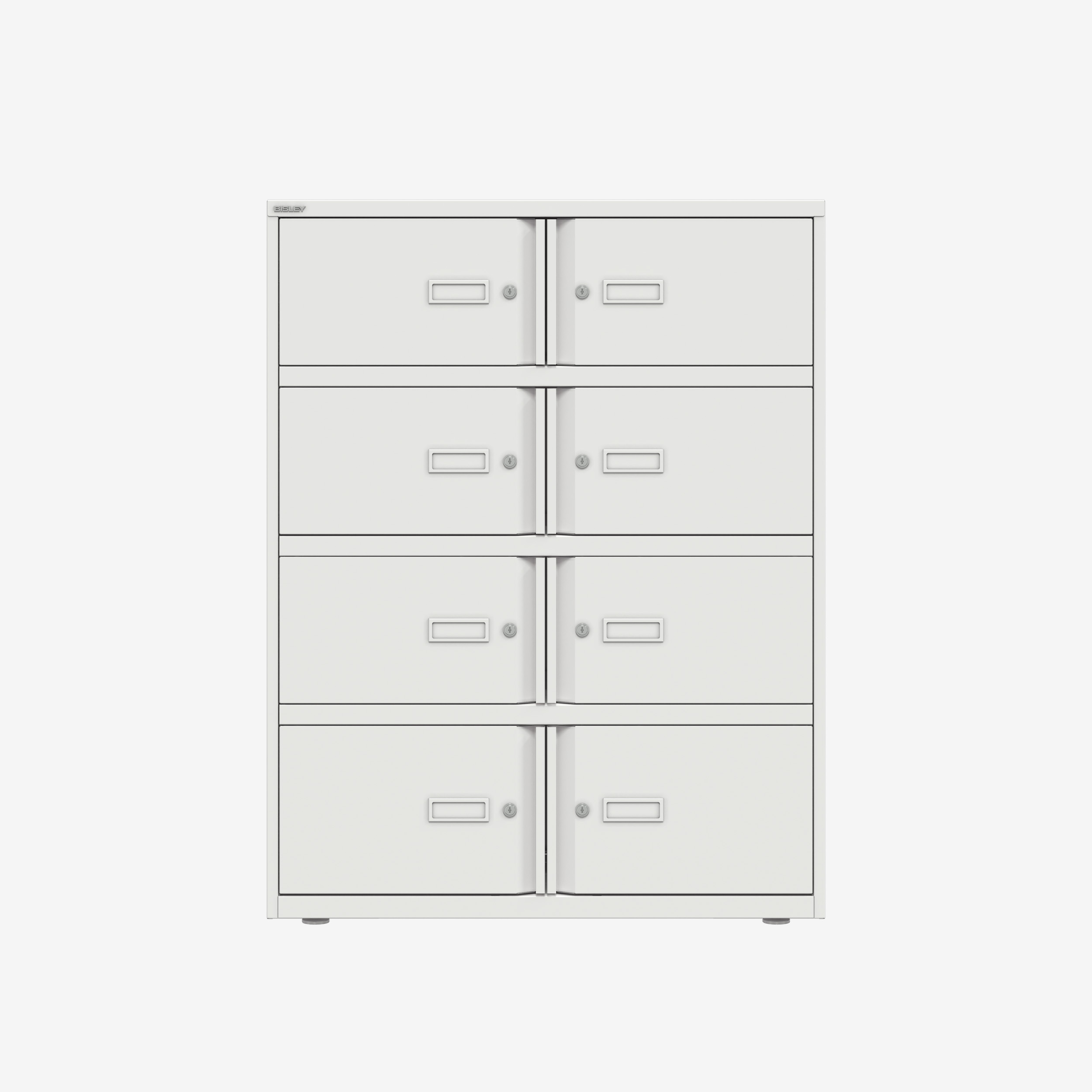 8 Door Lockable Large Metal Cabinet in Traffic White | Bisley lodge