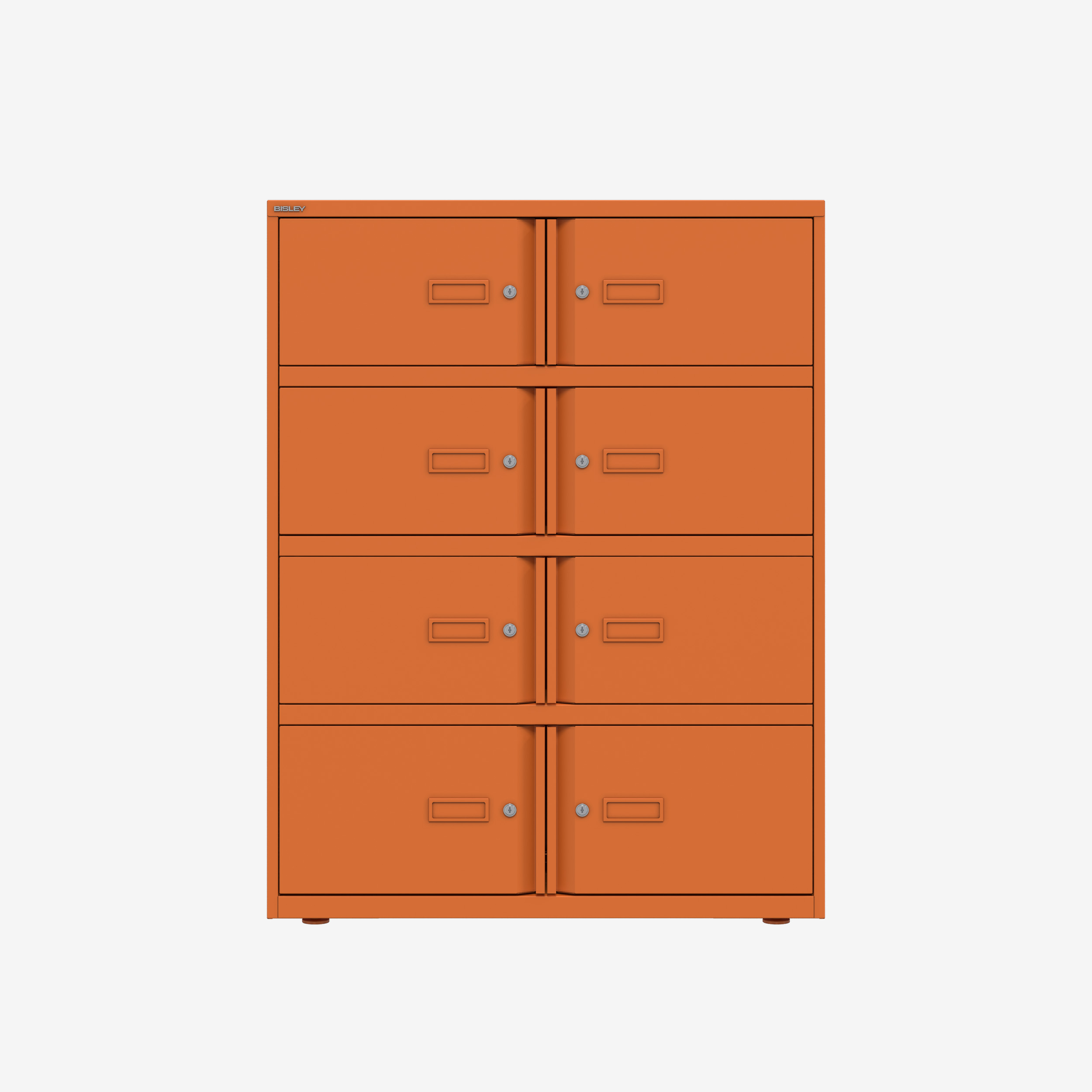 8 Door Lockable Large Metal Cabinet in Orange | Bisley lodge