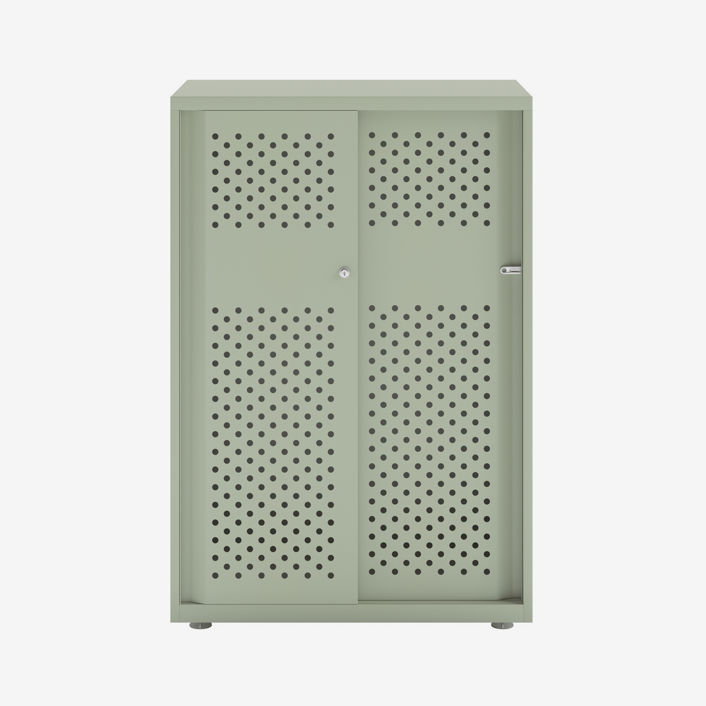Perforated Metal Cabinet with Sliding Door in Regent | Bisley Glide