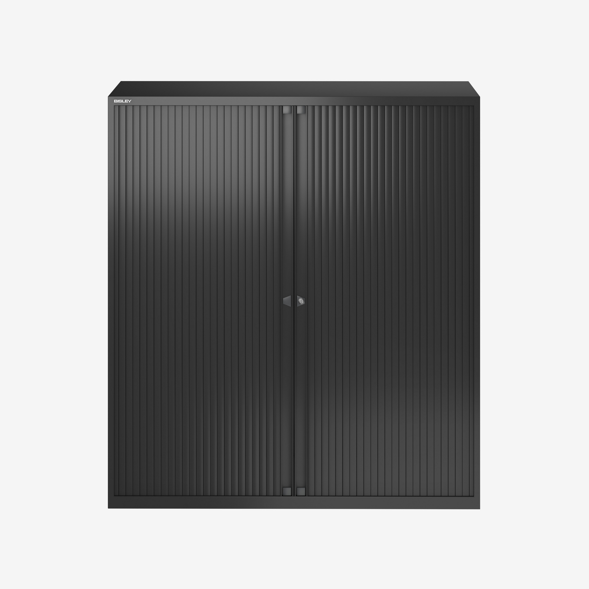 2 Door Euro Tambour Unit with Shelves in Black | Bisley Direct